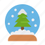 christmas tree, glass, snow, snow globe, xmas, crystal ball, christmas 