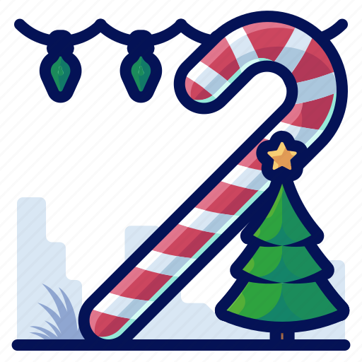 Candy, cane, christmas, lights, tree icon - Download on Iconfinder