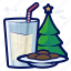 beverage, christmas, cookie, drink, milk, tree 