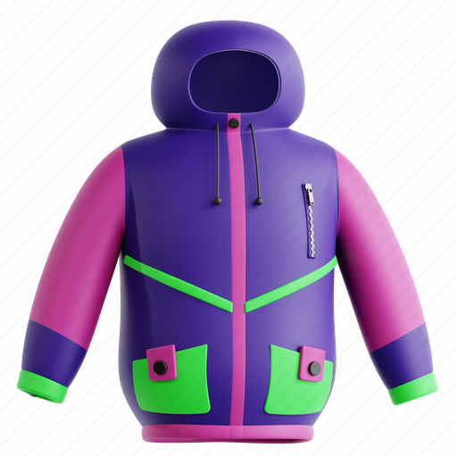 Ski, jacket, ski jacket, snow jacket, cold-weather apparel, winter outwear, 3d icon 3D illustration - Download on Iconfinder
