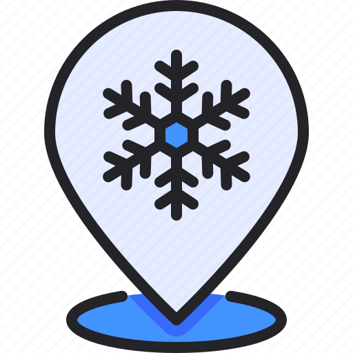 Pin, winter, location, snowflake, map icon - Download on Iconfinder
