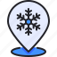 pin, winter, location, snowflake, map 