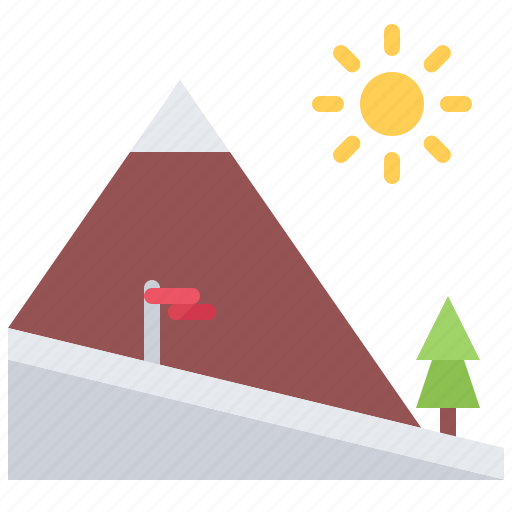 Mountain, sun, flag, track, winter, sports icon - Download on Iconfinder
