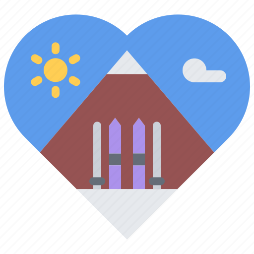 Love, heart, mountain, sun, ski, winter, sports icon - Download on Iconfinder