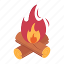 campfire, bonfire, burning, woods, camping, adventure
