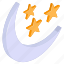 night, scene, moon, crescent, nightmare, nightfall, star 