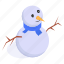 snowman, puppet, statue, scarf, snow, winter, sculpture 