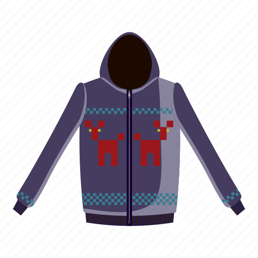 Cartoon, cotton, jacket, sleeve, sweatshirt, textile, zipper icon - Download on Iconfinder