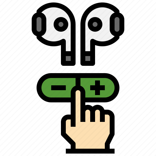 Volume, earbuds, add, noise, reduction, sound, hand icon - Download on Iconfinder