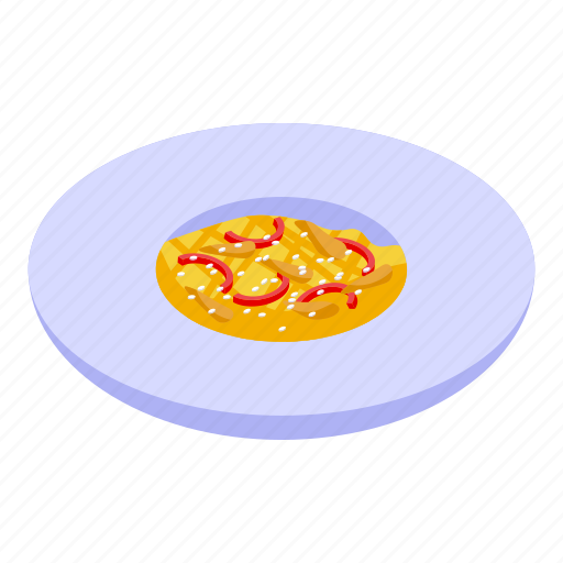 Wok, menu, plate, isometric icon - Download on Iconfinder