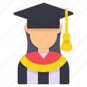 graduated, avatar, woman, education, female, university