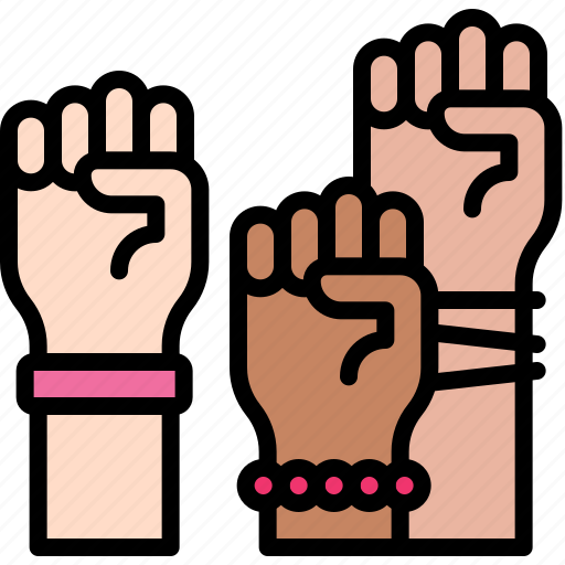Women, fist, rising hand, woman, feminist, feminism, human right icon - Download on Iconfinder