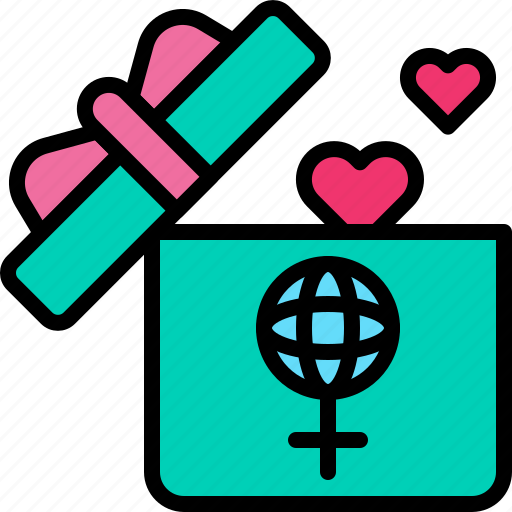 Women, celebrate, gift box, female, international icon - Download on Iconfinder
