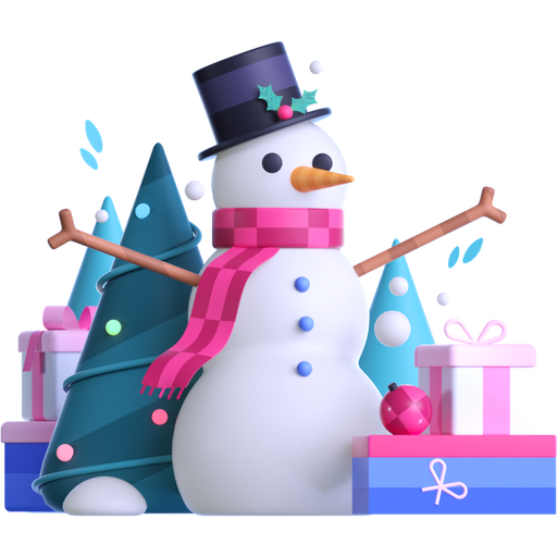 Snowman, gifts, presents 3D illustration - Free download