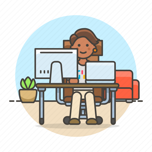Code, design, desk, employee, female, freelance, home icon - Download on Iconfinder