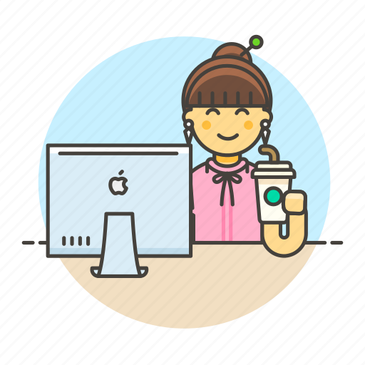 Mac, desk, smoke, boss, job, female, work icon - Download on Iconfinder
