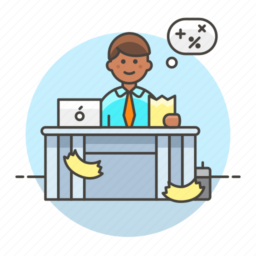 Accountant, bookkeeper, calc, desk, job, laptop, male icon - Download on Iconfinder