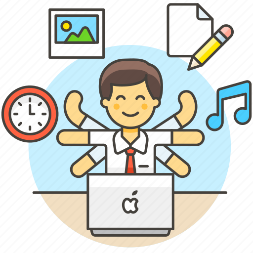 Balance, clock, desk, entertainment, life, male, multitask icon - Download on Iconfinder