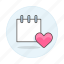 favorite, heart, mini, note, notebook, notepad, paper, sheet, work 