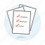 checklist, checkmark, complete, do, document, list, pile, task, things, to, work 