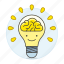 activity, brain, bulb, ideas, light, lightbulb, work 