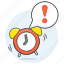 alarm, alert, bubble, clock, deadline, exclamation, mark, over, sound, speech, time, work, workload 