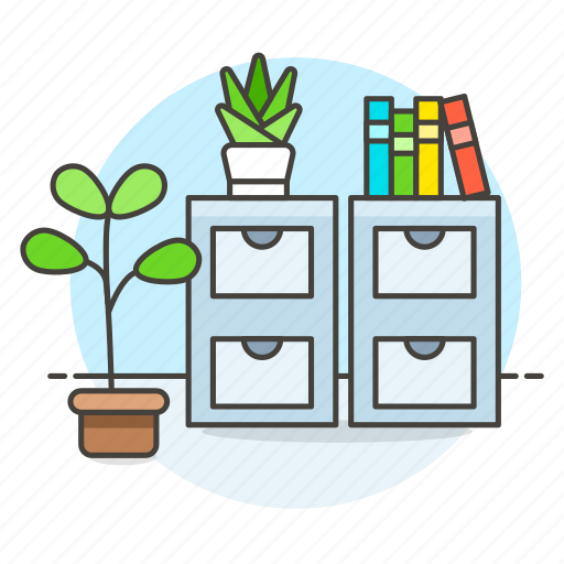 Books, cabinet, drawer, file, furniture, office, plant icon - Download on Iconfinder