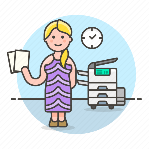 Copy, document, employee, female, office, photocopy, report icon - Download on Iconfinder