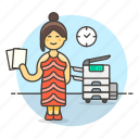 female, document, work, employee, office, photocopy, report, copy
