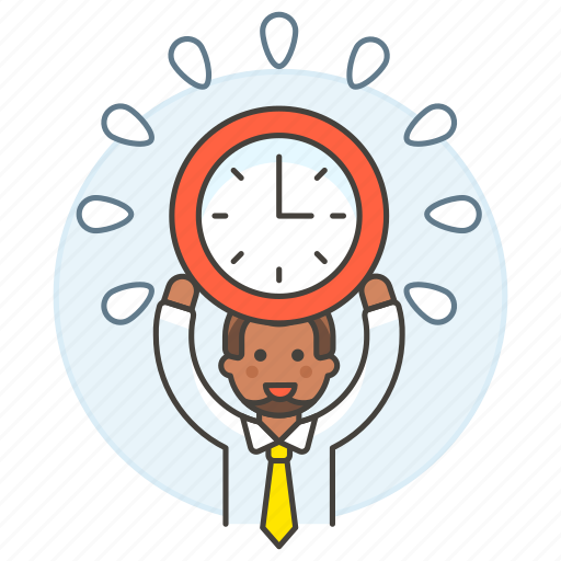 Punctuality, male, clock, half, deadline, workload, employee icon - Download on Iconfinder
