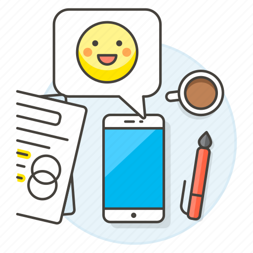 Coffee, decisions, emoji, focus, happy, message, paper icon - Download on Iconfinder
