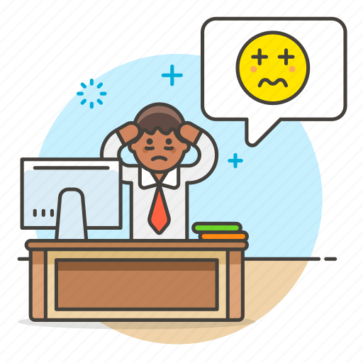 Anxiety, deadline, headache, male, office, overtime, overwhelm icon - Download on Iconfinder