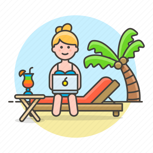 Anywhere, beach, commute, digital, drink, female, freelance icon - Download on Iconfinder