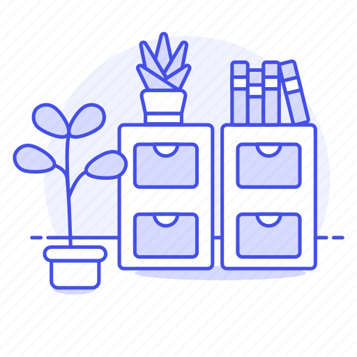 Books, cabinet, drawer, file, furniture, office, plant icon - Download on Iconfinder
