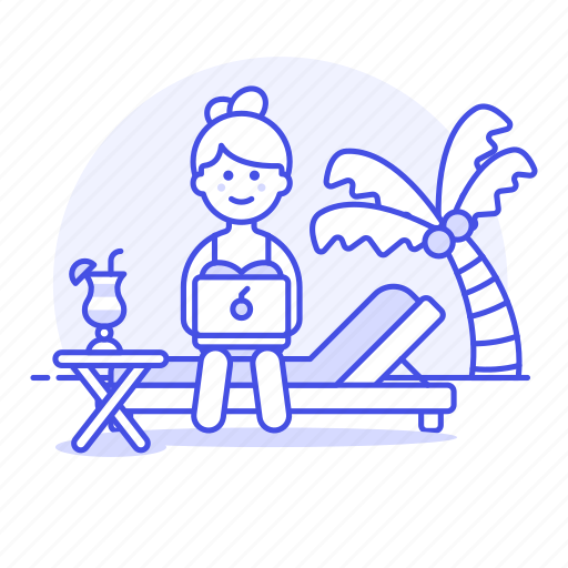 Anywhere, beach, commute, digital, drink, female, freelance icon - Download on Iconfinder
