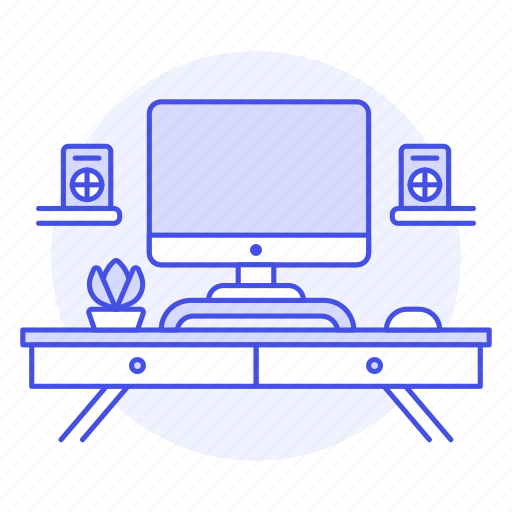 Mac, imac, workspace, plant, speaker, pc, desk icon - Download on Iconfinder