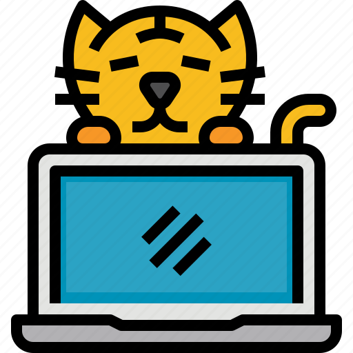 Cat, home, laptop, work, working icon - Download on Iconfinder