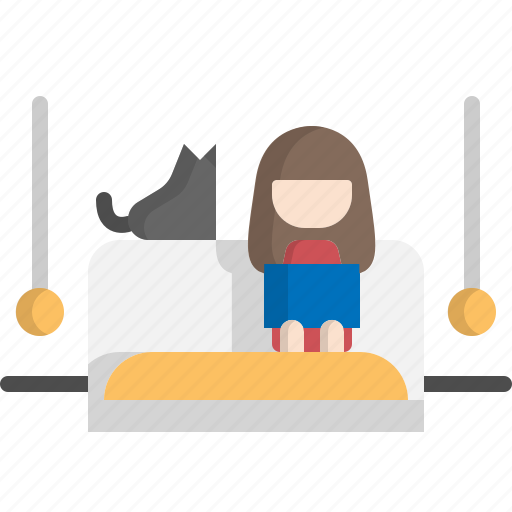 Bed, home, online, quarantine, social distancing, work, work from home icon - Download on Iconfinder