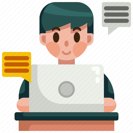 Business, chatting, freelancer, job, laptop, message, teleworking icon - Download on Iconfinder