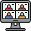 meeting, webcam, video, online, communication, calling, monitor 