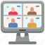 webcam, calling, meeting, monitor, communication, video, online 