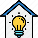 creative, home, house, idea, innovation, light bulb 