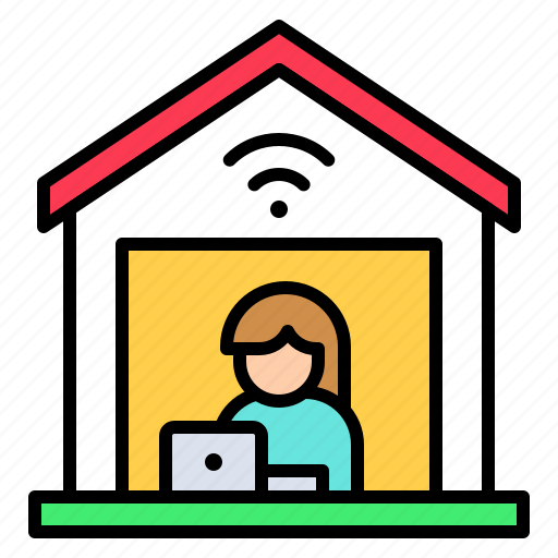 House, internet, stay at home, wifi, work, work from home icon - Download on Iconfinder