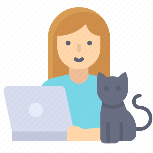 Cat, freelance, pet, stay at home, work, work from home icon - Download on Iconfinder