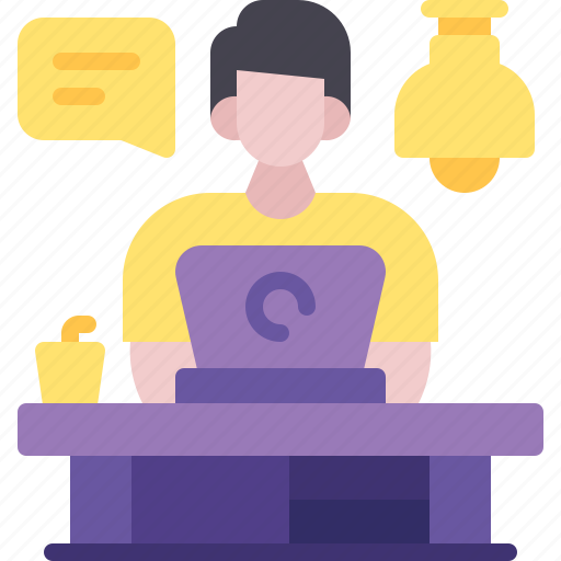 Laptop, man, people, work, from, home, avatar icon - Download on Iconfinder