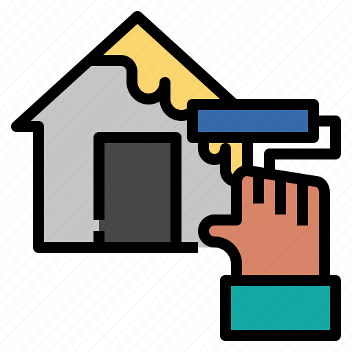 Painting, house, work, in, progress, maintenance, home icon - Download on Iconfinder