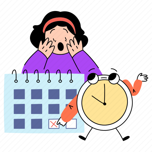 Deadline, work, stressed, time, calendar illustration - Download on Iconfinder