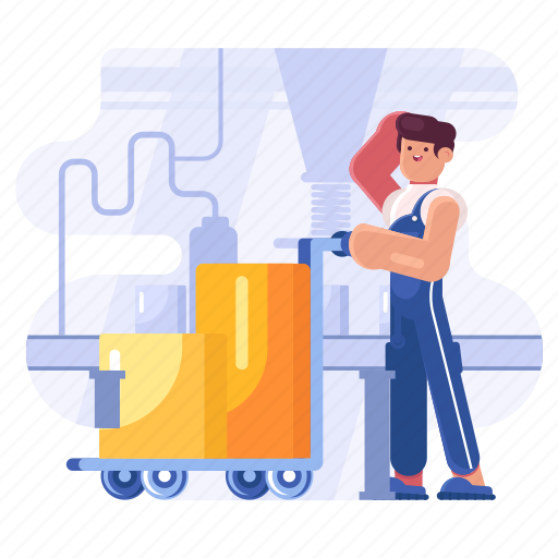 Delivery, man, guy, person, warehouse, storage, box illustration - Download on Iconfinder