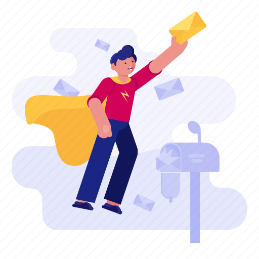 Delivery, speed, express, mail, email, rush, people illustration - Download on Iconfinder