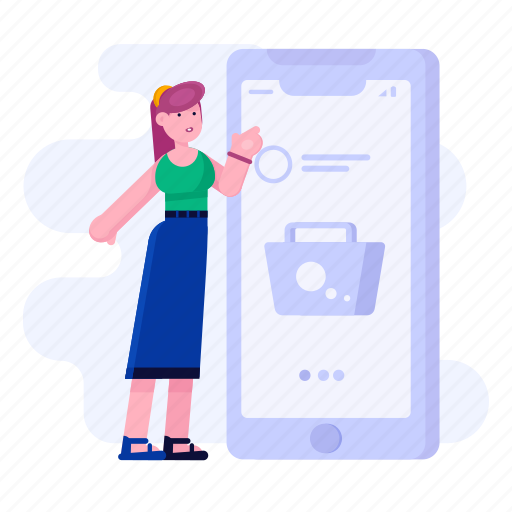 E, commerce, shopping, mobile, smartphone, device, purchase illustration - Download on Iconfinder